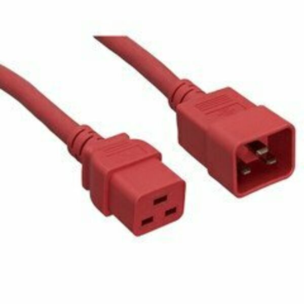 Swe-Tech 3C Heavy Duty Server Power Extension Cord, Red, C20 to C19, 12AWG/3C, 20 Amp, 6 foot FWT10W3-41206RD